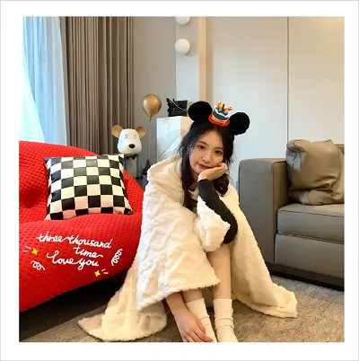 자카드 플러시 어깨 담요