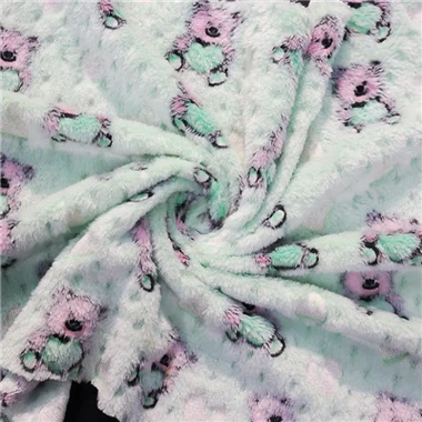양각 테디 베어 인쇄 산호 양털 원단