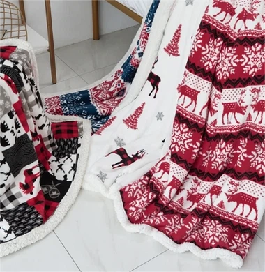 프린트 셰르파 담요