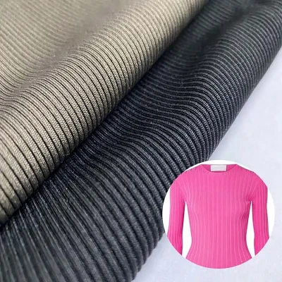 수영복 스트라이프 리브 저지 스웨터 원단